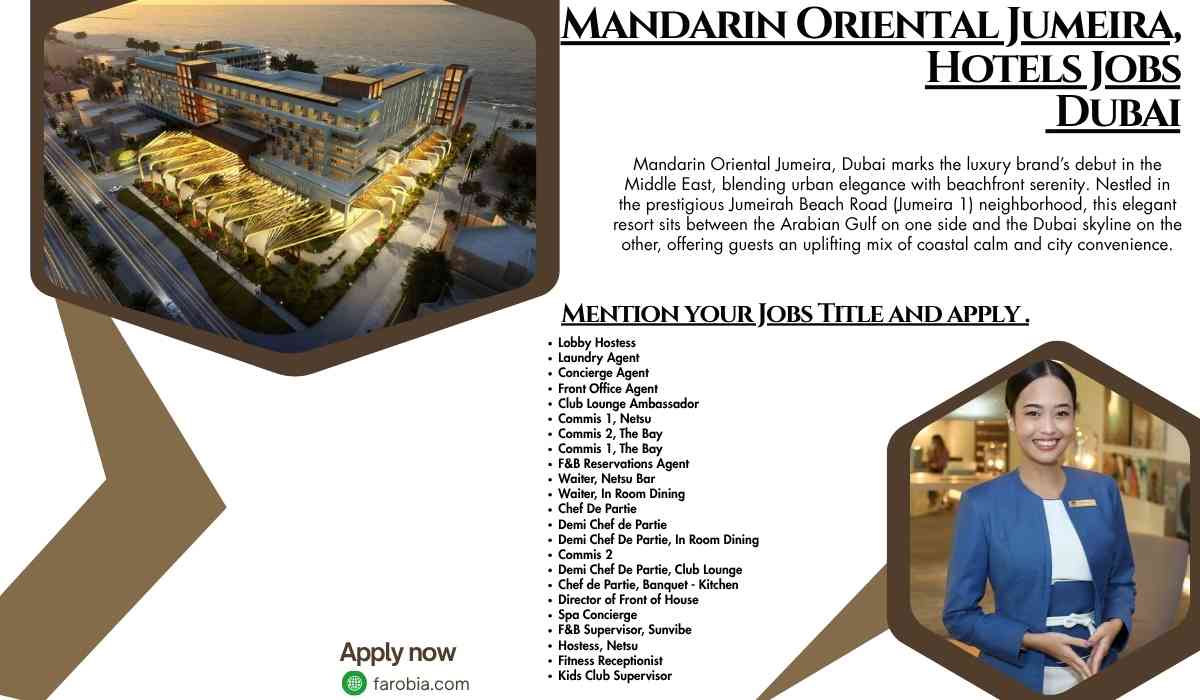 Mandarin Oriental Jumeira, Hotels Jobs Dubai